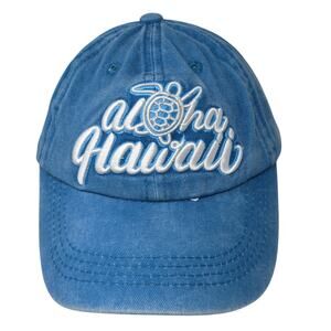 Aloha Hawaii Slideback Baseball Cap Blue One Size Adjustable Embroidered Cotton
